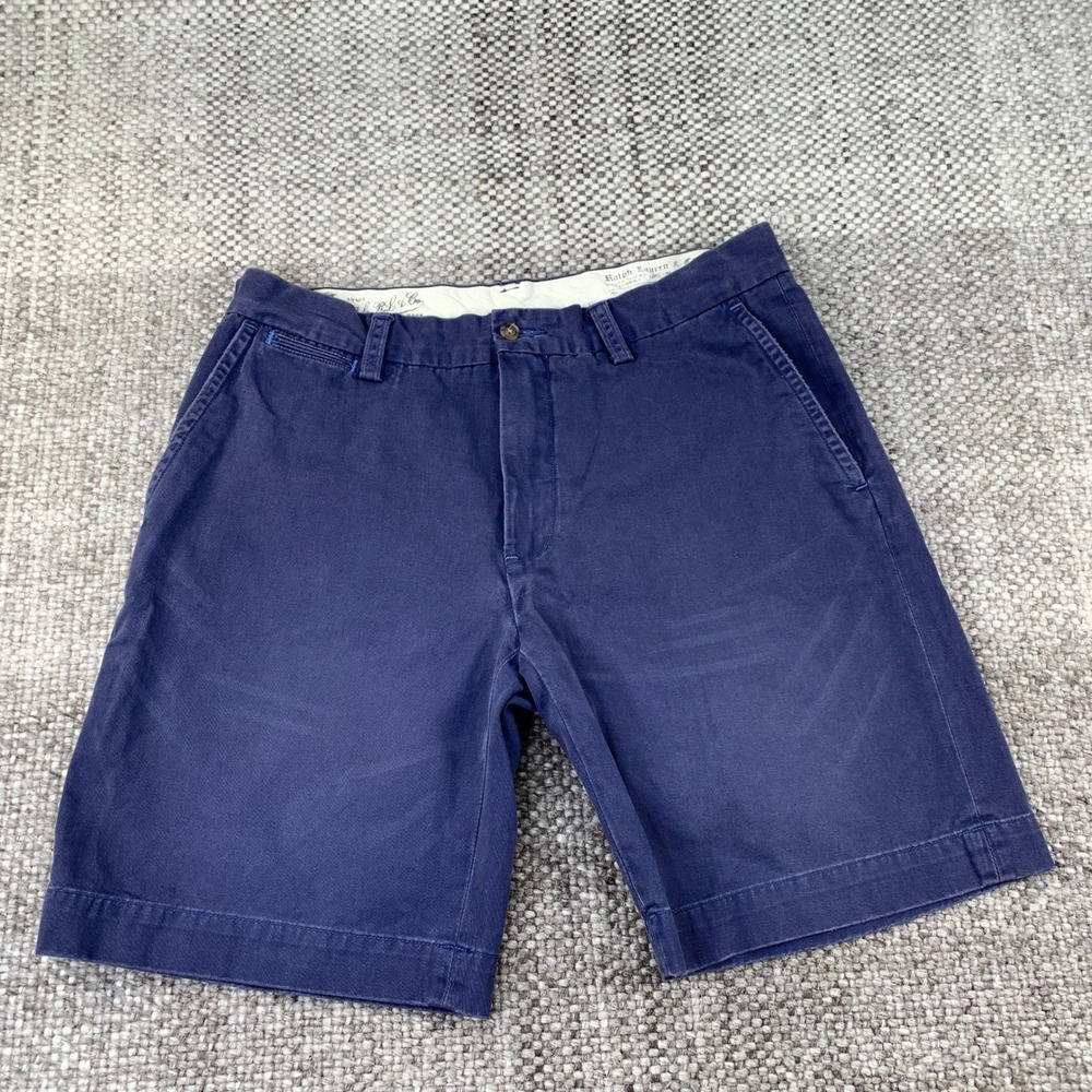Ralph Lauren & Co. Chino Shorts Mens 34 Blue Embroidered Logo Cotton Twill